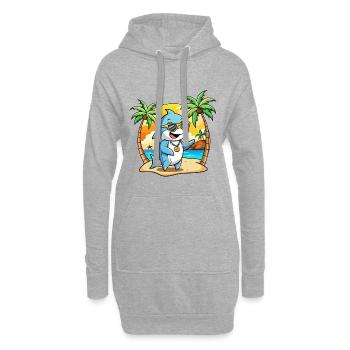 Dolphin Funny Cartoon Summer Beach Sunglasses - Hoodie Dress - heather grey - Front