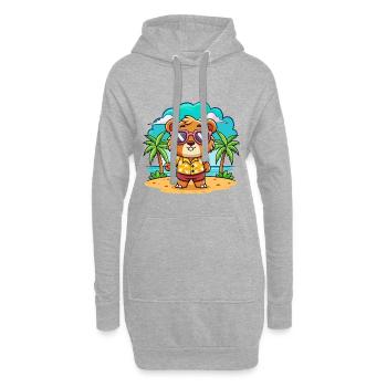 Lunettes de soleil de plage d’été de dessin animé drôle d’ours - Sweat-shirt à capuche long Femme - gris chiné - Devant