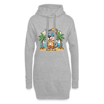 Lunettes de soleil de plage d’été de dessin animé drôle de loup - Sweat-shirt à capuche long Femme - gris chiné - Devant