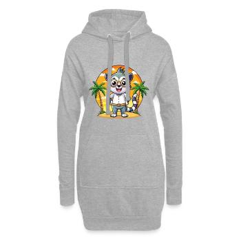 Lemur Funny Cartoon Summer Beach Sunglasses - Hoodie Dress - heather grey - Front