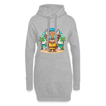 Bison Funny Cartoon Summer Beach Sunglasses - Hoodie Dress - heather grey - Front