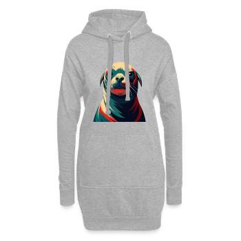 phoque dessin animé personnage animal de compagnie coloré - Sweat-shirt à capuche long Femme - gris chiné - Devant