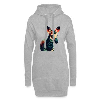 Okapi Zeichentrickfigur Buntes Haustier Tier - Hoodie-Kleid - Grau meliert - Vorne