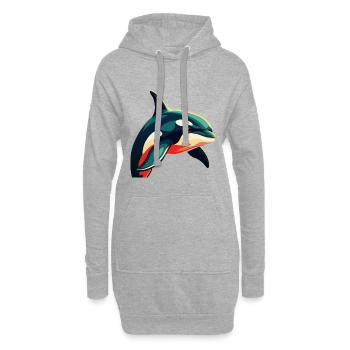 Orca Zeichentrickfigur Buntes Haustier Tier - Hoodie-Kleid - Grau meliert - Vorne