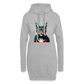 Luchs Zeichentrickfigur Buntes Haustier Tier - Hoodie-Kleid - Grau meliert - Vorne