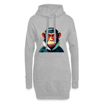 Singe Dessin Animé Personnage Animal De Compagnie Coloré - Sweat-shirt à capuche long Femme - gris chiné - Devant