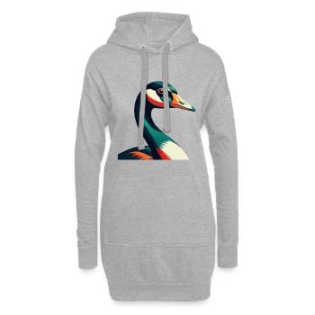 Oie Dessin Animé Personnage Animal Coloré Animal De Compagnie - Sweat-shirt à capuche long Femme - gris chiné - Devant