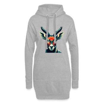 Antilope Zeichentrickfigur Buntes Haustier Tier - Hoodie-Kleid - Grau meliert - Vorne