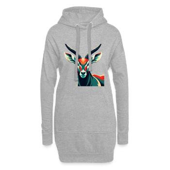 Antilope Zeichentrickfigur Buntes Haustier Tier - Hoodie-Kleid - Grau meliert - Vorne
