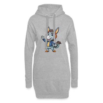 Esel Lustige Cartoon Figur Kopfhörer Musik - Hoodie-Kleid - Grau meliert - Vorne