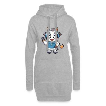 Kuh Lustige Cartoon Figur Kopfhörer Musik - Hoodie-Kleid - Grau meliert - Vorne