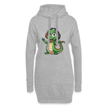 Anaconda Lustige Cartoon Figur Kopfhörer Musik - Hoodie-Kleid - Grau meliert - Vorne