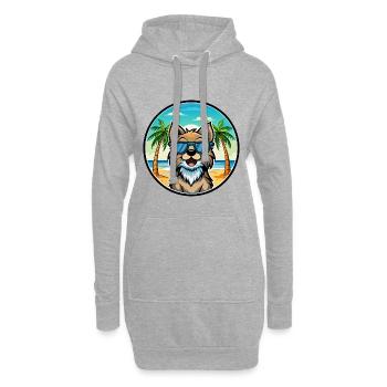 Schwedische Lapphund Hunderasse Cartoon Sonnenbrille Strand - Hoodie-Kleid - Grau meliert - Vorne