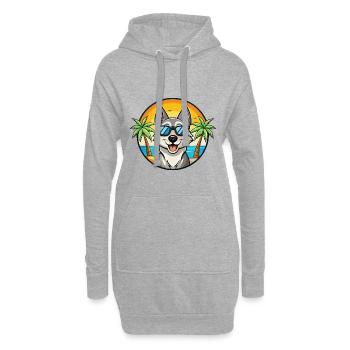 Schwedischer Elchhund Hunderasse Cartoon Sonnenbrille Strand - Hoodie-Kleid - Grau meliert - Vorne