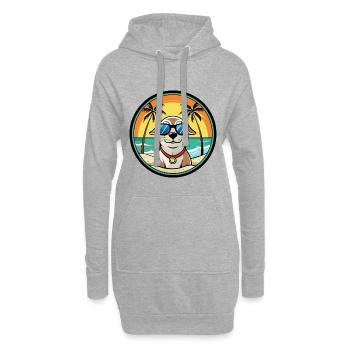 Seskar phoque chien race dessin animé lunettes de soleil plage - Sweat-shirt à capuche long Femme - gris chiné - Devant
