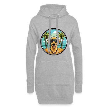 Sloughi Hunderasse Cartoon Sonnenbrille Strand - Hoodie-Kleid - Grau meliert - Vorne