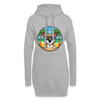 Serbischer dreifarbiger Laufhund Rasse Cartoon Strand - Hoodie-Kleid - Grau meliert - Vorne
