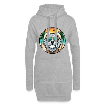 Tibet Terrier Hund Rasse Cartoon Sonnenbrille Strand - Hoodie-Kleid - Grau meliert - Vorne