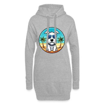Sealyham Terrier Dog Breed Cartoon Sunglass Beach - Hoodie Dress - heather grey - Front