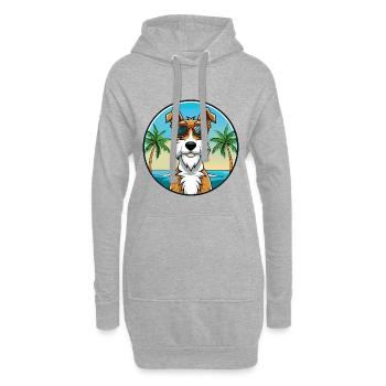Draht Foxterrier Hunderasse Cartoon Sonnenbrille Strand - Hoodie-Kleid - Grau meliert - Vorne