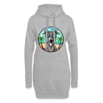 Lunettes de soleil écossaises Deerhound Dog Breed Cartoon - Sweat-shirt à capuche long Femme - gris chiné - Devant