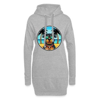 Rottweiler Chien Race Dessin Animé Lunettes De Soleil Plage - Sweat-shirt à capuche long Femme - gris chiné - Devant