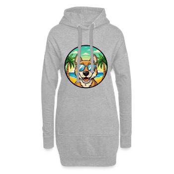Russischer Jagdhund Rasse Cartoon Sonnenbrille Strand - Hoodie-Kleid - Grau meliert - Vorne