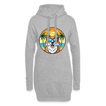 Scotch Collie Hunderasse Cartoon Sonnenbrille Strand - Hoodie-Kleid - Grau meliert - Vorne