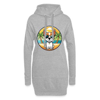 Rat Terrier Hund Rasse Cartoon Sonnenbrille Strand - Hoodie-Kleid - Grau meliert - Vorne