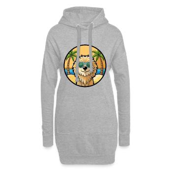 Puli Dog Breed Cartoon Sunglasses Beach - Hoodie Dress - heather grey - Front