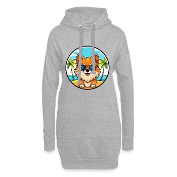Poméranie Spitz allemand race de chien Cartoon Beach - Sweat-shirt à capuche long Femme - gris chiné - Devant
