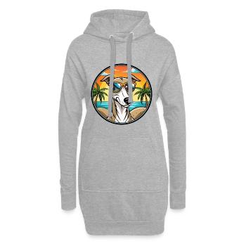 Polnischer Windhund Hund Rasse Cartoon Sonnenbrille Strand - Hoodie-Kleid - Grau meliert - Vorne