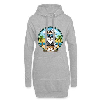 Picardie Schäferhund Rasse Cartoon Sonnenbrille Strand - Hoodie-Kleid - Grau meliert - Vorne