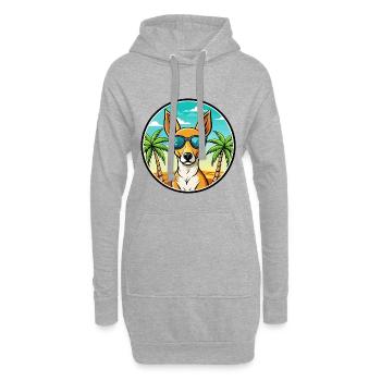 Podenco Canario Hunderasse Cartoon Sonnenbrille Strand - Hoodie-Kleid - Grau meliert - Vorne