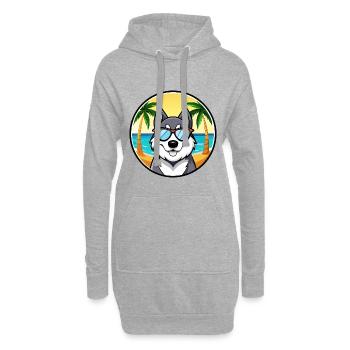 Husky Hund Lustige Cartoon Sommer Strand Sonnenbrille - Hoodie-Kleid - Grau meliert - Vorne