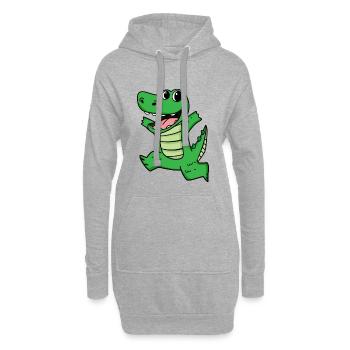 Krokodil Niedlich froh lustig - Hoodie-Kleid - Grau meliert - Vorne