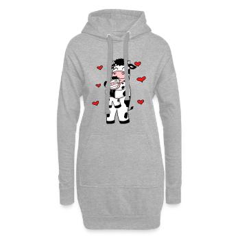 Kuh Familie Bauernhof Kühe Herz Geschenk - Hoodie-Kleid - Grau meliert - Vorne