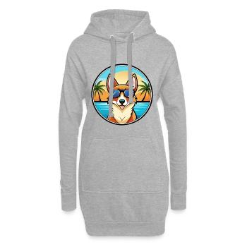 Norwegische Lundehund Hunderasse Cartoon Sonnenbrille - Hoodie-Kleid - Grau meliert - Vorne