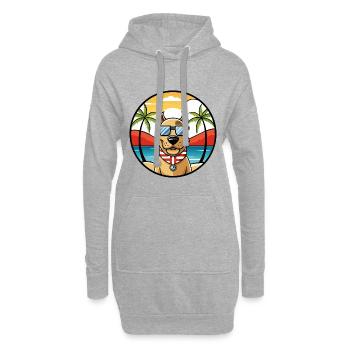 Norwegischer Windhund Rasse Cartoon Sonnenbrille Strand - Hoodie-Kleid - Grau meliert - Vorne
