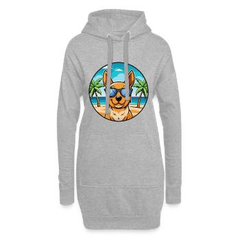 Lancashire Heeler Chien Race Dessin Animé Lunettes De Soleil Plage - Sweat-shirt à capuche long Femme - gris chiné - Devant