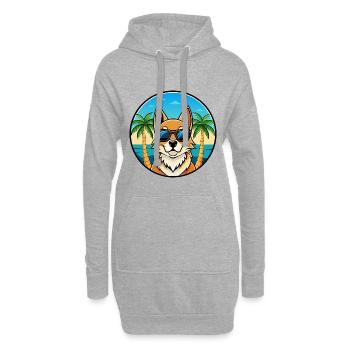 Nordic Spitz Hunderasse Cartoon Sonnenbrille Strand - Hoodie-Kleid - Grau meliert - Vorne
