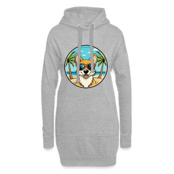 Lunettes de soleil de dessin animé de race de chien chantant de Nouvelle-Guinée - Sweat-shirt à capuche long Femme - gris chiné - Devant
