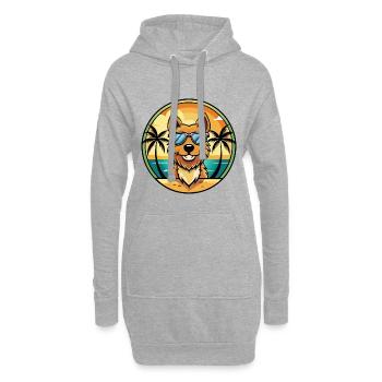 Jagdterrier Hunderasse Cartoon Sonnenbrille Strand - Hoodie-Kleid - Grau meliert - Vorne