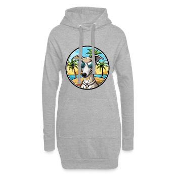 Italienischer Windhund Hunderasse Cartoon Sonnenbrille Strand - Hoodie-Kleid - Grau meliert - Vorne