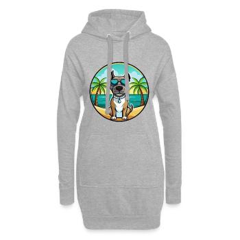 Deutsche Dogge Hunderasse Cartoon Sonnenbrille Strand - Hoodie-Kleid - Grau meliert - Vorne
