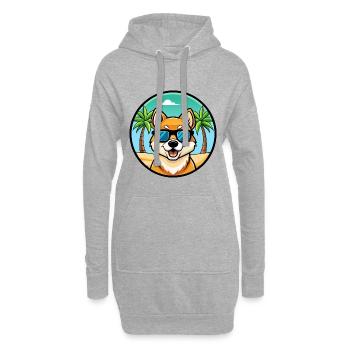 Jindo Dog Breed Cartoon Sunglasses Beach - Hoodie Dress - heather grey - Front