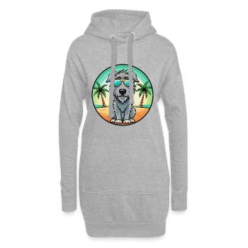 Irischer Wolfshund Hunderasse Cartoon Sonnenbrille Strand - Hoodie-Kleid - Grau meliert - Vorne