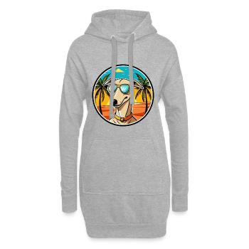 Windhund Hund Rasse Cartoon Sonnenbrille Strand - Hoodie-Kleid - Grau meliert - Vorne