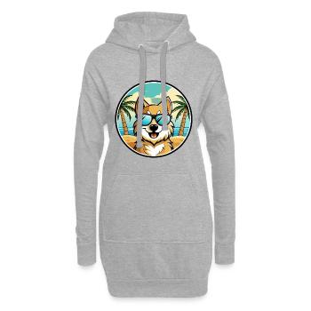 Deutscher Spitz Hund Rasse Cartoon Sonnenbrille Strand - Hoodie-Kleid - Grau meliert - Vorne