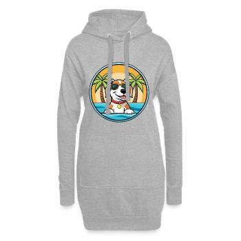 Estnischer Windhund Rasse Cartoon Sonnenbrille Strand - Hoodie-Kleid - Grau meliert - Vorne